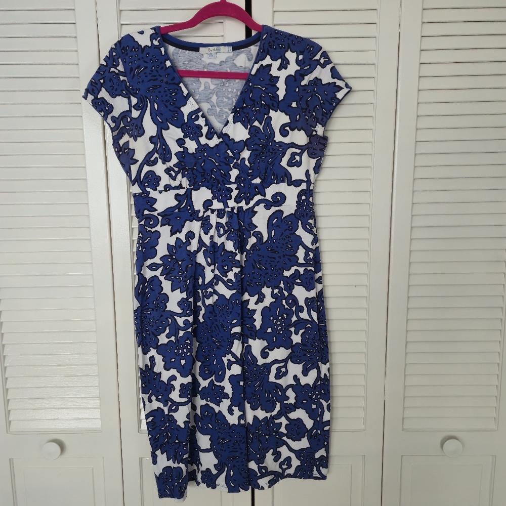 Boden Casual Jersey Dress in Island Sapphire Island Vine size 12